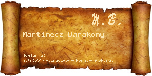 Martinecz Barakony névjegykártya